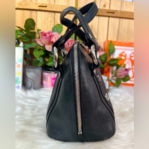 MCM Studded Silver Mini Boston Handbag with Zipper Closure - Picture 7 of 12